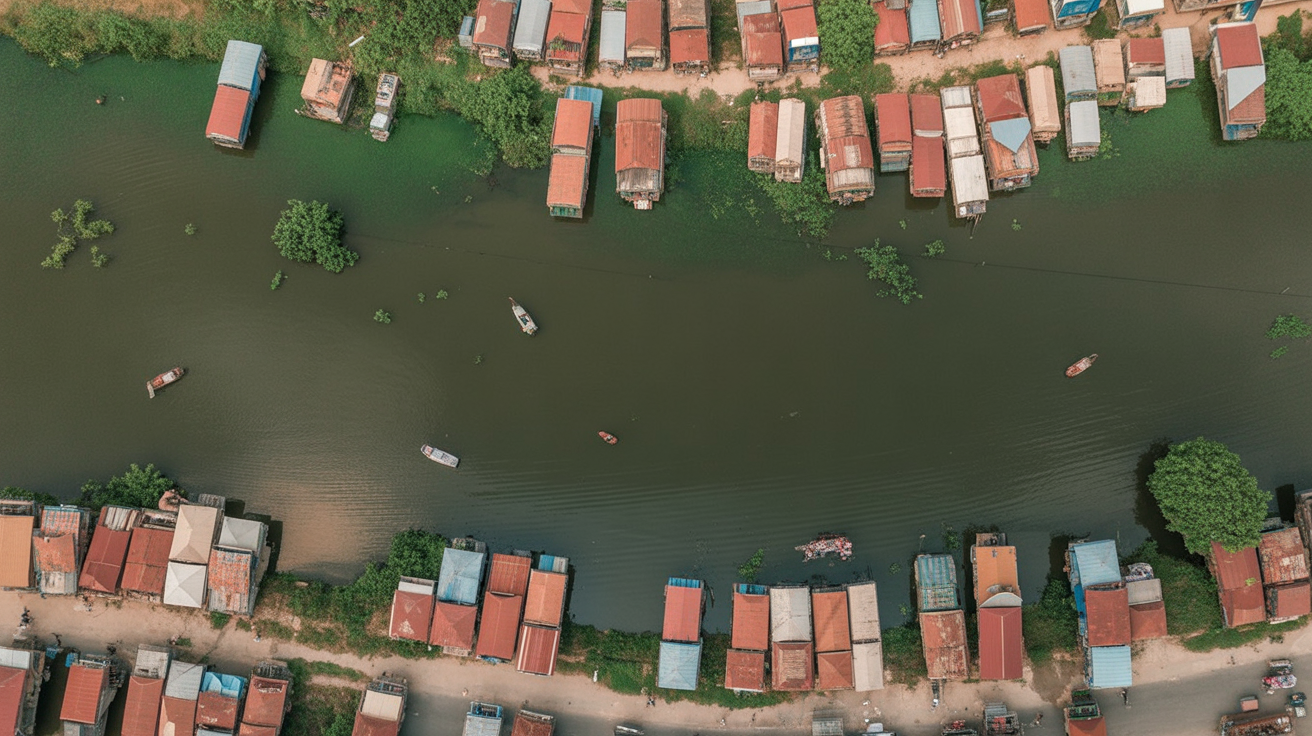 Cambodia in wet season — the Tonlé Sap floods to five times its dry-season size, the rice paddies go luminously green, and pr