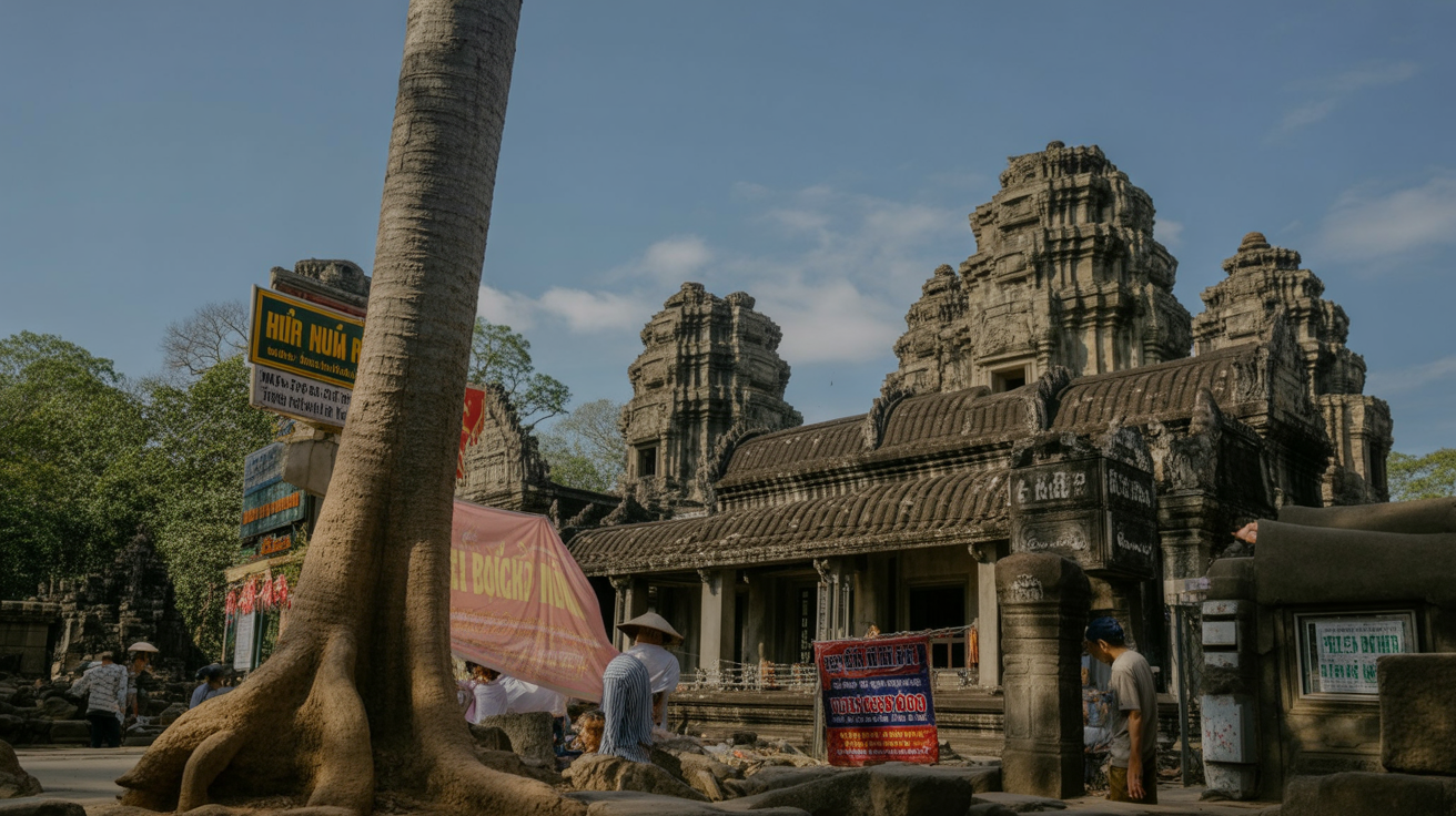 Ta Prohm — where the jungle and the 12th century have been negotiating for 800 years and neither has won yet